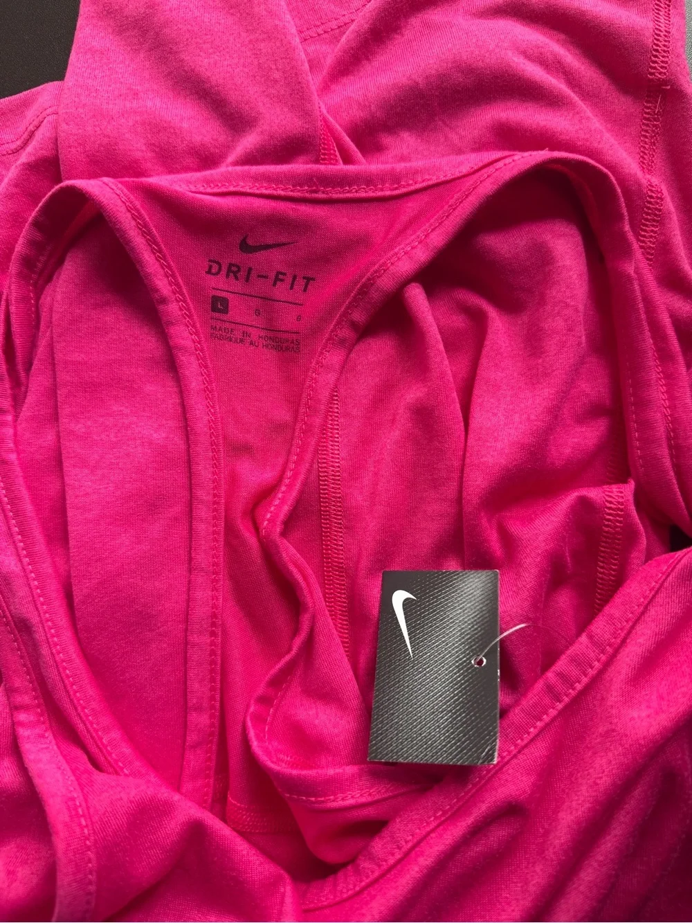 Nike Womens Large Dri-FIT Racerback Athletic Tank Top Bright Pink Hot Pink L NWT